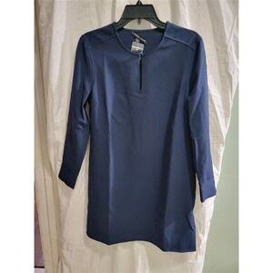 NWT Boston Proper M Beyond Travel Key Hole Sheath Dress Blue 114686